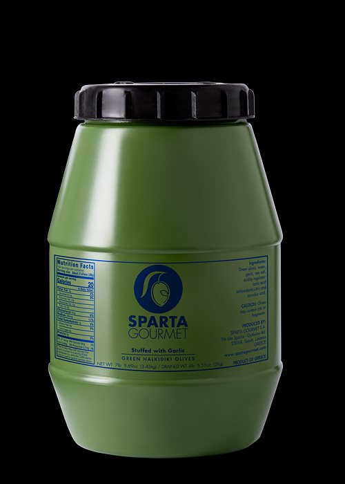 Azeitona Sparta Gourmet Verde Inteira Halkidiki 2kg Peso drenado, Embalagem plástica