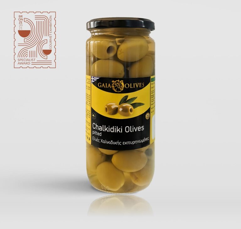 Aceitunas verdes Halkidiki sin hueso en frasco de 480 g/255 g